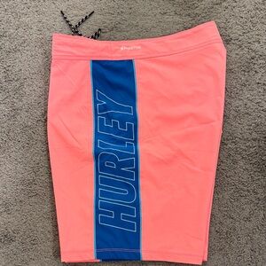 Hurley Coral and Navy Swim Shorts
